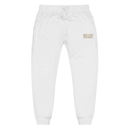 Melanin Blessed Fleece Sweatpants Sweatpants Nubian Skin White XS 